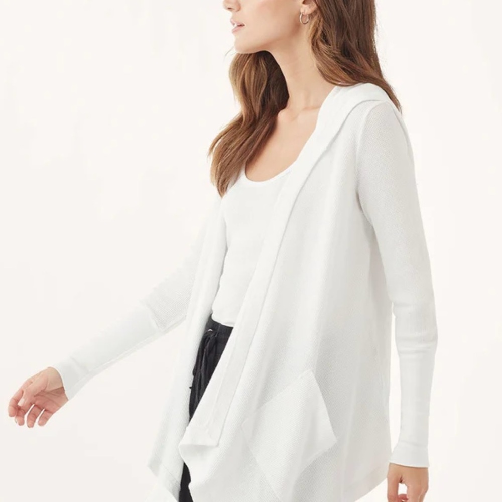 Splendid White Hoodie Thermal Flight Cardigan